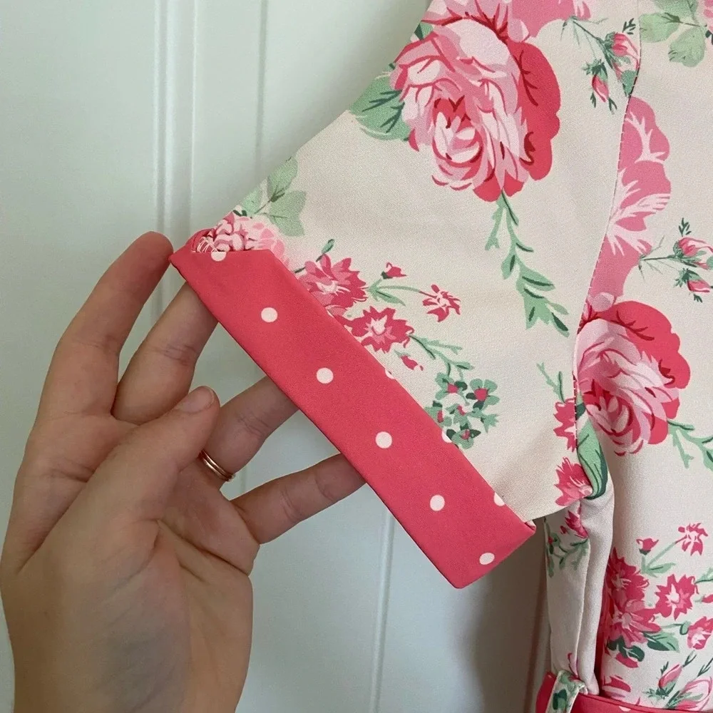 Vintage Kate Kasin girl’s floral tie‎ belt dress — size 12